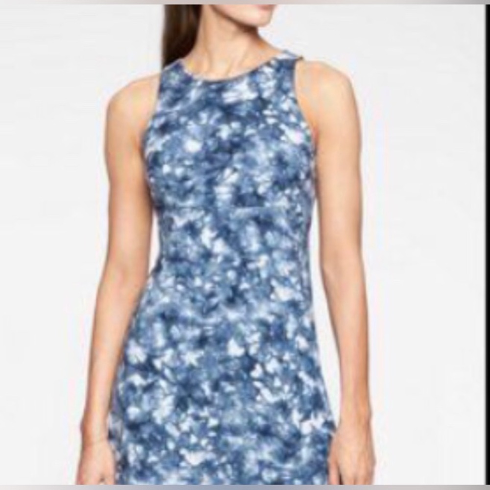 Athleta Santorini Tie Dye Sleeveless Sporty Dress XS Blue Soft Modal Cotton